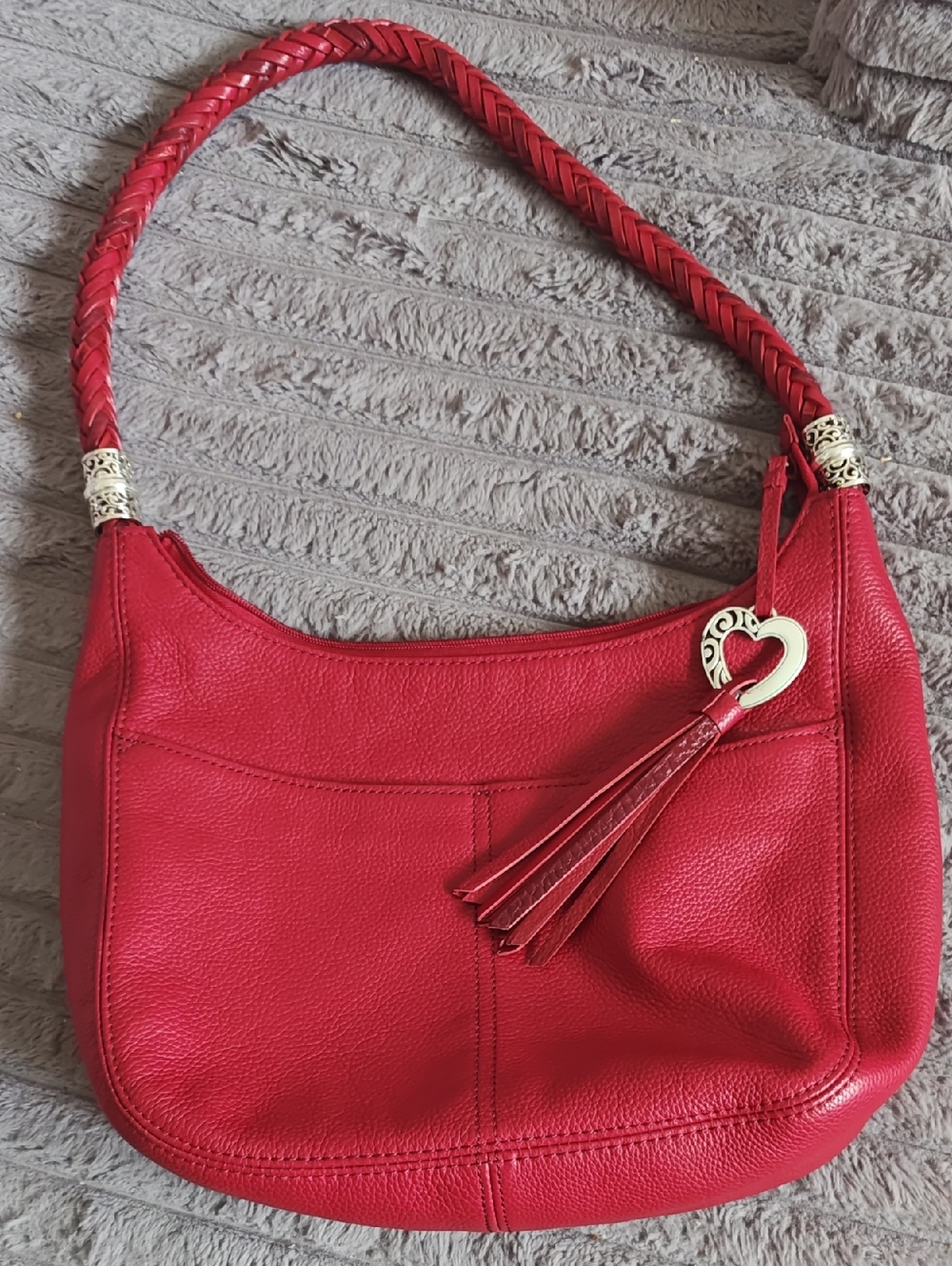 Beautiful Brighton Red Leather Shoulder Bag - EUC